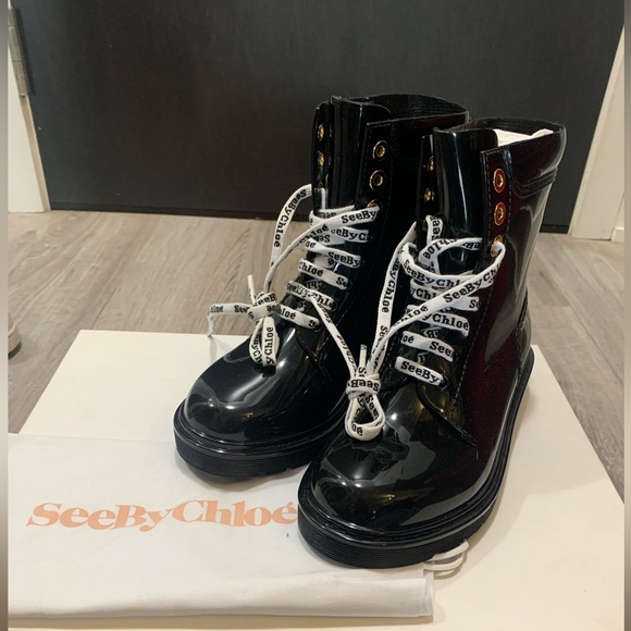 BNIB See By Chloe Florrie black rain boots size 35 - Picture 5 of 11
